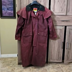 Burgundy australian full length duster/riding coat